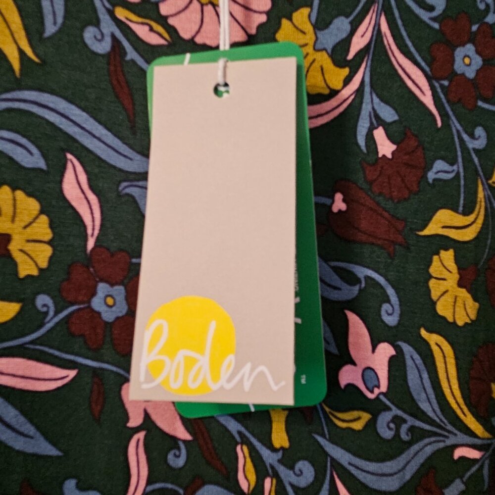 NWT Boden Crew Neck Jersey Midi Dress Green Floral  Size 8R - Picture 9 of 12